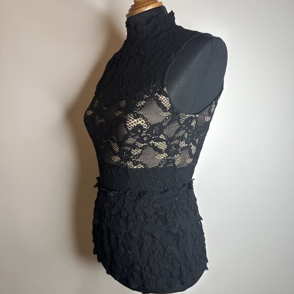 Vintage Y2k Nightcap Rare Black Lace Mock Neck Tank Top Sz 2 Small Whimsigoth - Picture 6 of 16